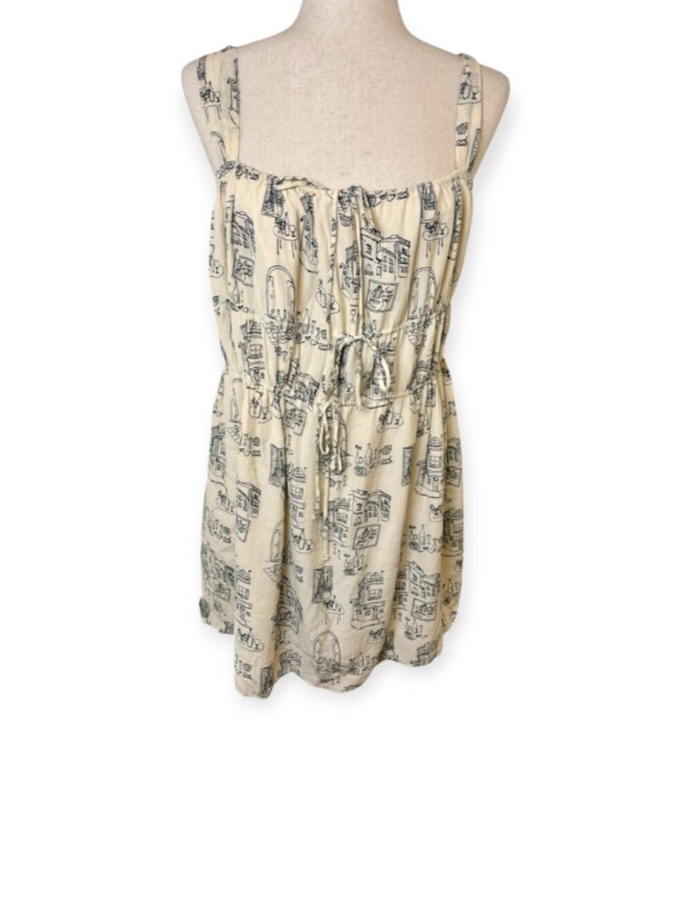 Abercrombie & Fitch Cream European Cafe Print Mini Dress Size Medium
